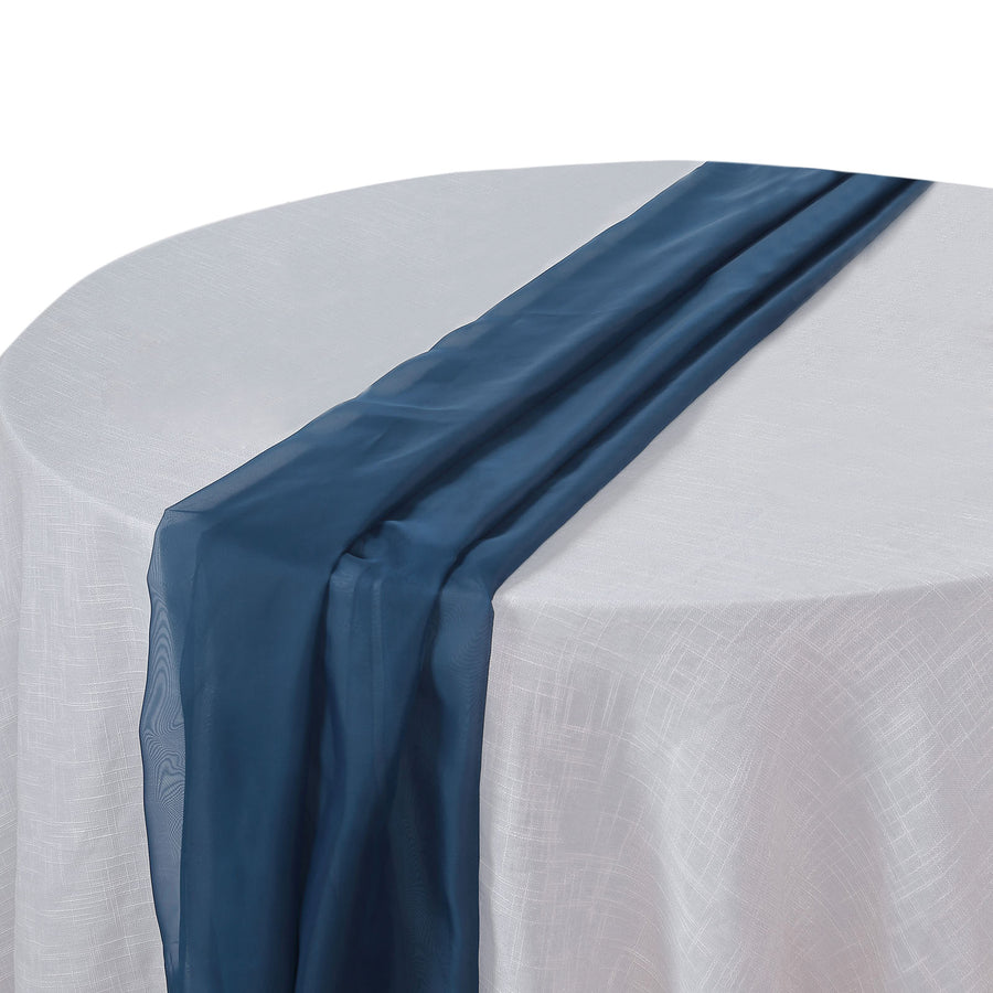 6 FT | Navy Blue Premium Chiffon Table Runner