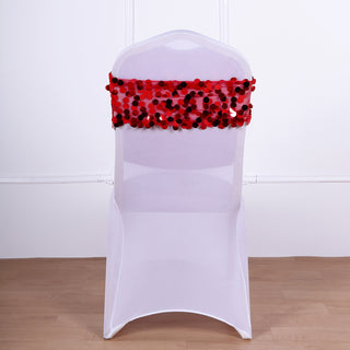 Add a Touch of Elegance with Red Big Payette Sequin Chair Sash Bands