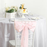 5 Pack | 6inch x 106inch Accordion Crinkle Taffeta Chair Sashes - Blush | Rose Gold