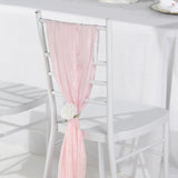 5 Pack | 6inch x 106inch Accordion Crinkle Taffeta Chair Sashes - Blush | Rose Gold