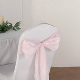 5 Pack | 6inch x 106inch Accordion Crinkle Taffeta Chair Sashes - Blush | Rose Gold