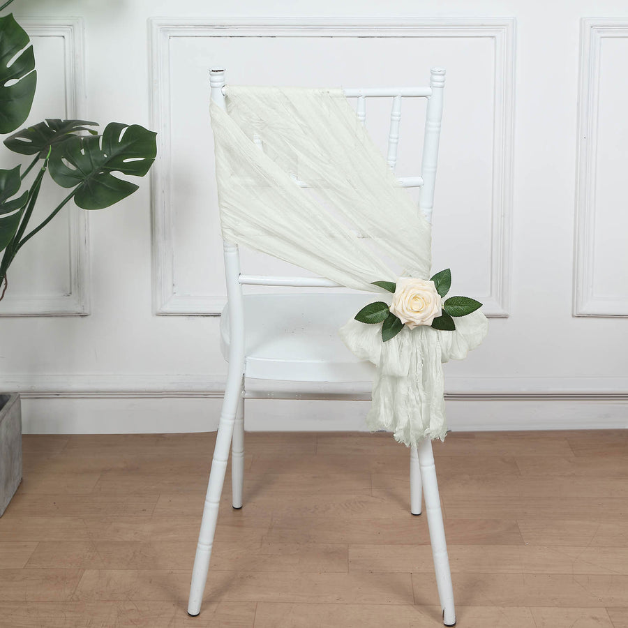 5 Pack | Ivory Gauze Cheesecloth Boho Chair Sashes 