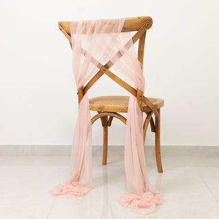 Blush Sheer Chair Sashes for Flowing, Wrinkle-Free Chair Styling