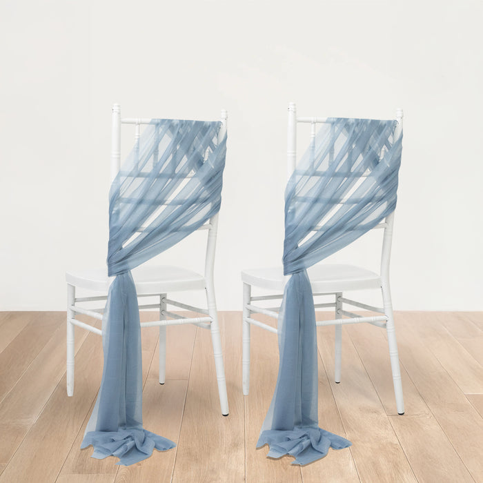 20-Pack Sheer Chair Drape Decor in Dusty Blue – 9ft Shimmer Sash, Wrinkle-Free
