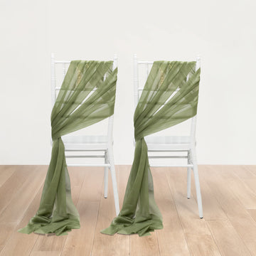 20-Pack Sheer Chair Drape Decor in Dusty Sage Green – 9ft Shimmer Sash, Wrinkle-Free