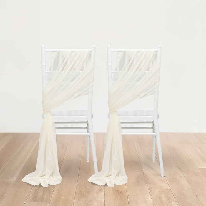 20-Pack Sheer Chair Drape Decor in Ivory – 9ft Shimmer Sash, Wrinkle-Free