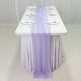 20-Pack 9ft Sheer Table Runners – Lavender Lilac Shimmer Sheer Drapes, Wrinkle-Free