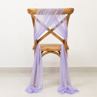 Lavender Lilac Sheer Chair Sashes for Flowing, Wrinkle-Free Chair Styling