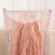 5 Pack Dusty Rose Sheer Crinkled Organza Chair Sashes, Premium Shimmer Chiffon Layered Chair Sashes