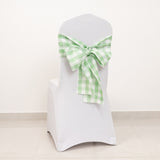 5 Pack White Sage Green Buffalo Plaid Checkered Chair Sashes 6x108inch