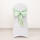 5 Pack White Sage Green Buffalo Plaid Checkered Chair Sashes 6x108inch