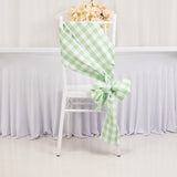 5 Pack White Sage Green Buffalo Plaid Checkered Chair Sashes 6x108inch