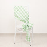 5 Pack White Sage Green Buffalo Plaid Checkered Chair Sashes 6x108inch