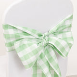 5 Pack White Sage Green Buffalo Plaid Checkered Chair Sashes 6x108inch