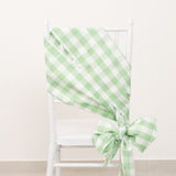 5 Pack White Sage Green Buffalo Plaid Checkered Chair Sashes 6x108inch