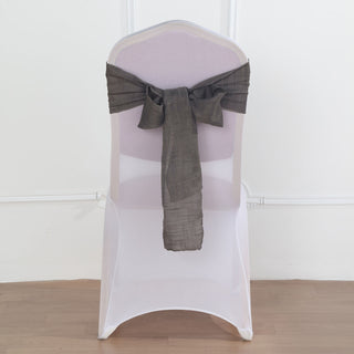 Charcoal Gray Linen Chair Sashes for Elegant Event Decor