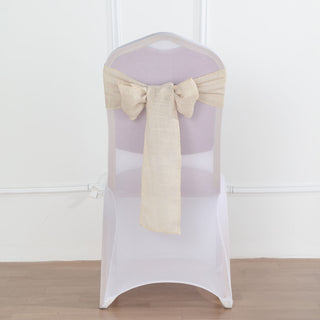 Elegant Beige Linen Chair Sashes for Stylish Event Decor