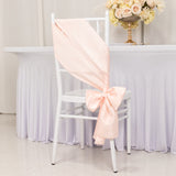 5 Pack Blush Lamour Satin Chair Sashes, Chair Bows - 6x106inch