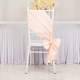 5 Pack Blush Lamour Satin Chair Sashes, Chair Bows - 6x106inch