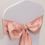 5 Pack Dusty Rose Lamour Satin Chair Sashes, Chair Bows - 6x106inch