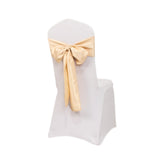 5 Pack Beige Lamour Satin Chair Sashes, Chair Bows - 6x106inch