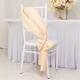 5 Pack Beige Lamour Satin Chair Sashes, Chair Bows - 6x106inch