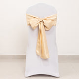 5 Pack Beige Lamour Satin Chair Sashes, Chair Bows - 6x106inch