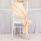 5 Pack Beige Lamour Satin Chair Sashes, Chair Bows - 6x106inch