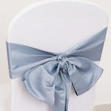 5 Pack Dusty Blue Lamour Satin Chair Sashes, Chair Bows - 6x106inch