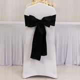 5 Pack Black Lamour Satin Chair Sashes, Chair Bows - 6x106inch