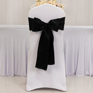 <h3 style="margin-left:0px;"><span style="background-color:transparent;color:#000000;">Luxurious Black Lamour Satin Chair Sashes</span>