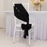 5 Pack Black Lamour Satin Chair Sashes, Chair Bows - 6x106inch