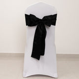 5 Pack Black Lamour Satin Chair Sashes, Chair Bows - 6x106inch