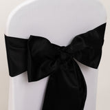 5 Pack Black Lamour Satin Chair Sashes, Chair Bows - 6x106inch