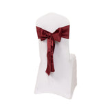 5 Pack Burgundy Lamour Satin Chair Sashes, Chair Bows - 6x106inch