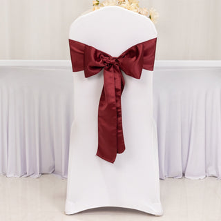 <h3 style="margin-left:0px;"><span style="background-color:transparent;color:#000000;">Luxurious Burgundy Lamour Satin Chair Sashes</span>