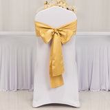 5 Pack Champagne Lamour Satin Chair Sashes, Chair Bows - 6x106inch