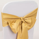 5 Pack Champagne Lamour Satin Chair Sashes, Chair Bows - 6x106inch