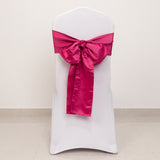 5 Pack Fuchsia Lamour Satin Chair Sashes, Chair Bows - 6x106inch