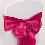 5 Pack Fuchsia Lamour Satin Chair Sashes, Chair Bows - 6x106inch