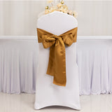 5 Pack Gold Lamour Satin Chair Sashes, Chair Bows - 6x106inch