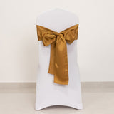 5 Pack Gold Lamour Satin Chair Sashes, Chair Bows - 6x106inch