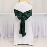 5 Pack Hunter Emerald Green Lamour Satin Chair Sashes, Chair Bows - 6x106inch