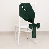 5 Pack Hunter Emerald Green Lamour Satin Chair Sashes, Chair Bows - 6x106inch