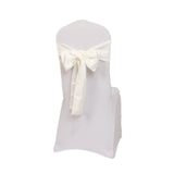 5 Pack Ivory Lamour Satin Chair Sashes, Chair Bows