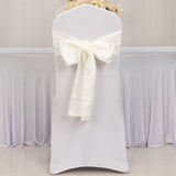 5 Pack Ivory Lamour Satin Chair Sashes, Chair Bows