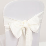 5 Pack Ivory Lamour Satin Chair Sashes, Chair Bows