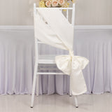 5 Pack Ivory Lamour Satin Chair Sashes, Chair Bows