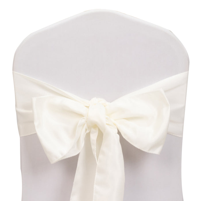 5 Pack Ivory Lamour Satin Chair Sashes, Chair Bows