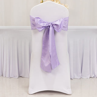 <h3 style="margin-left:0px;"><span style="background-color:transparent;color:#000000;">Luxurious Lavender Lilac Lamour Satin Chair Sashes</span>